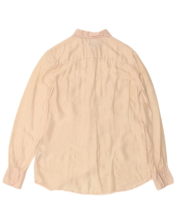 Camicetta camicia da donna FRED PERRY UK 14 Large Beige Seta