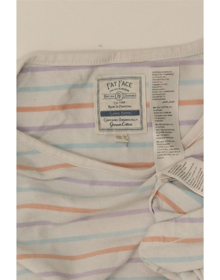 Fat Face Top da donna a maniche lunghe UK 14 Cotone a righe multicolore medio