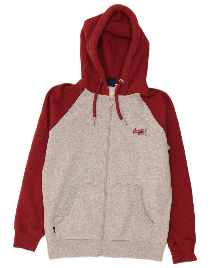 Maglione con cappuccio e zip da uomo Superdry in cotone color block grigio medio