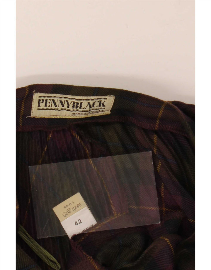 Gonna a ruota a pieghe da donna Penny Black IT 42 Media W27 Lana a quadri bordeaux