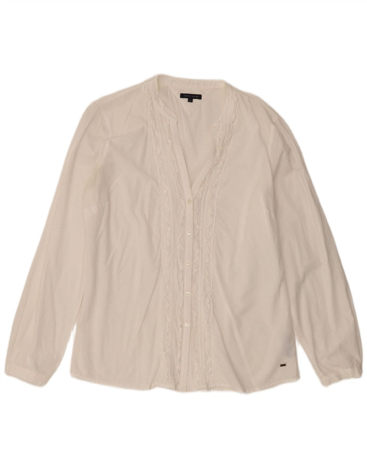 Camicia da donna Tommy Hilfiger con volant sul davanti US 12 Large White Cotton