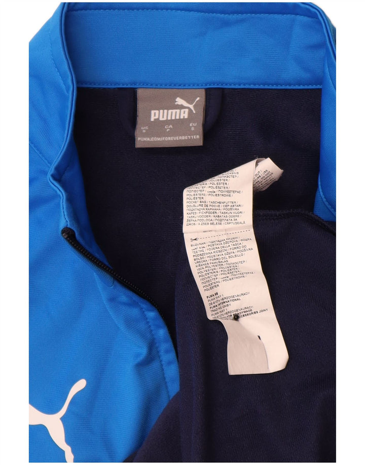 Giacca da ginnastica da uomo Puma Small in poliestere color block blu navy