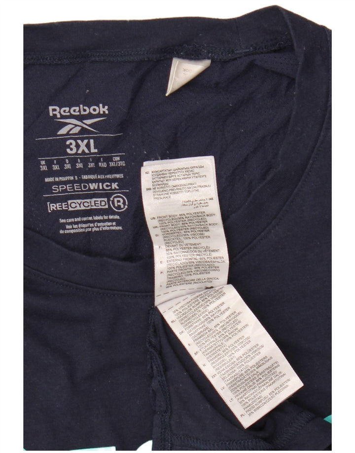 T-shirt grafica da uomo Reebok Top 3XL poliestere blu navy