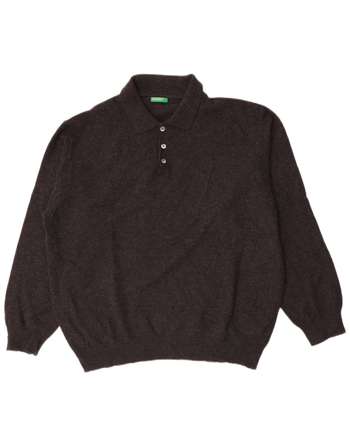 Maglione da uomo a collo alto Benetton XL grigio lana vergine