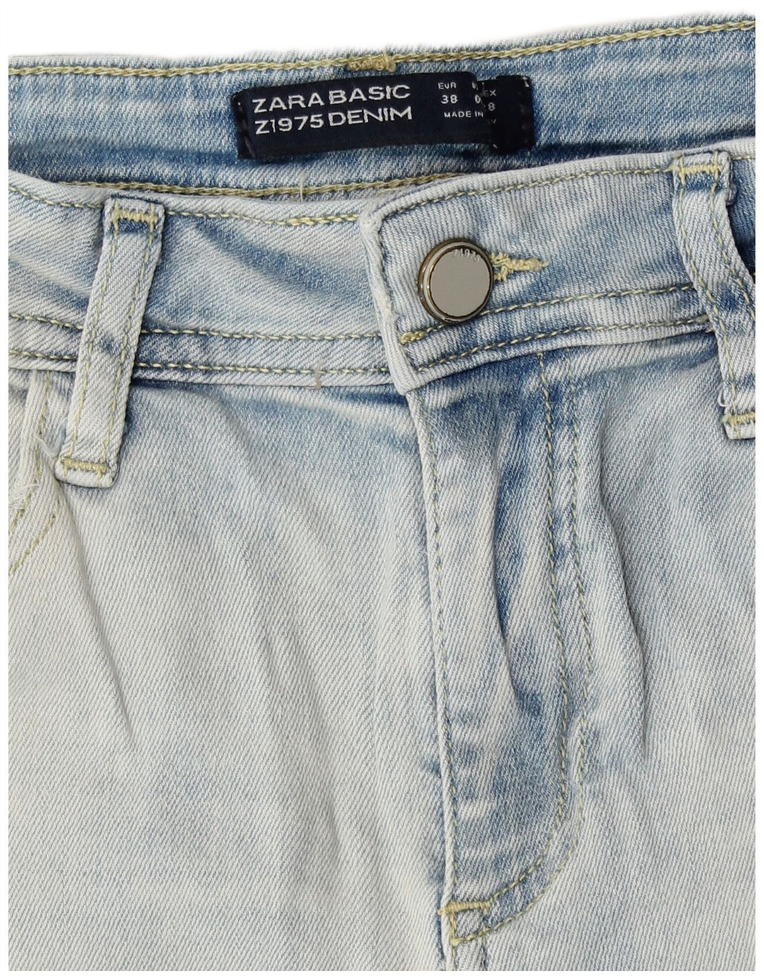 Pantaloncini di jeans invecchiati Zara da donna EU 38 piccoli W28 blu