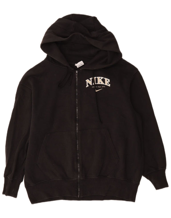 Felpa con cappuccio e zip Nike, vestibilità ampia, grafica, da uomo, XS, cotone nero