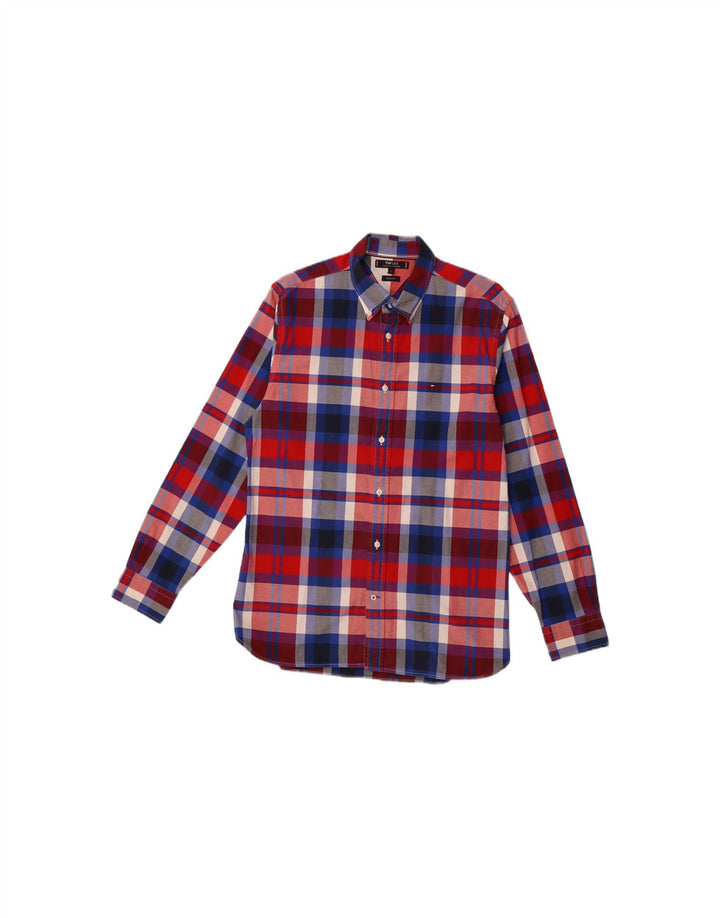 TOMMY HILFIGER Mens Regular Fit Shirt Large Red Check Cotton Vintage Tommy Hilfiger and Second-Hand Tommy Hilfiger from Messina Hembry 