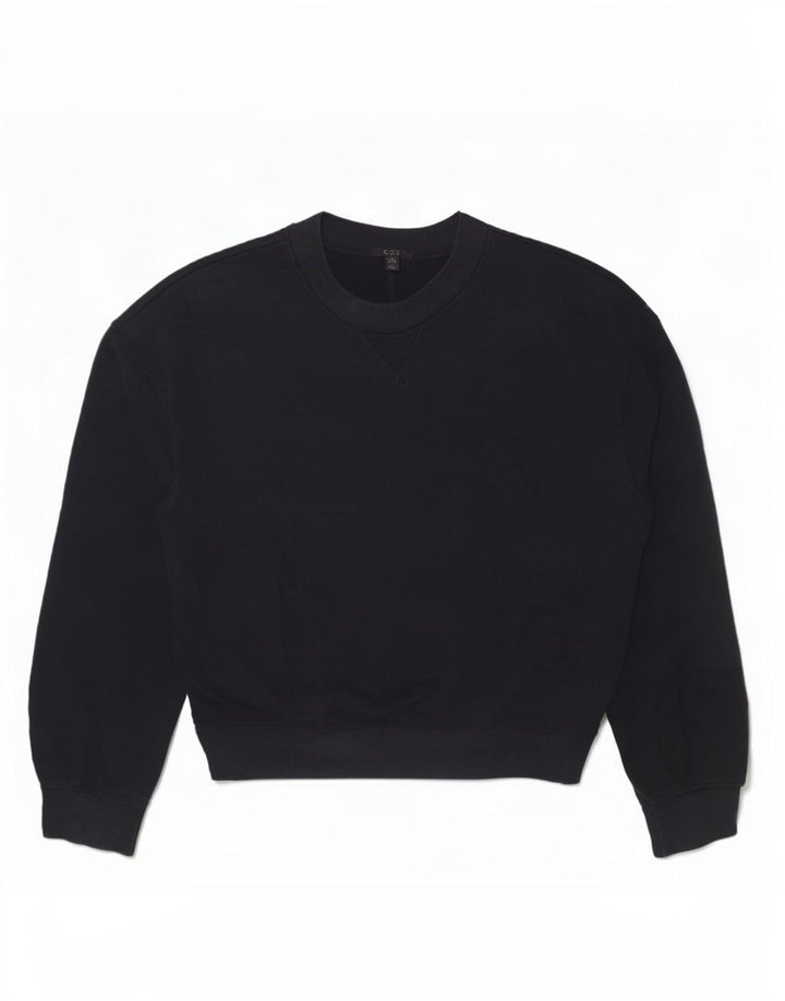 Felpa oversize da donna Cos, maglione UK 10, piccolo cotone nero