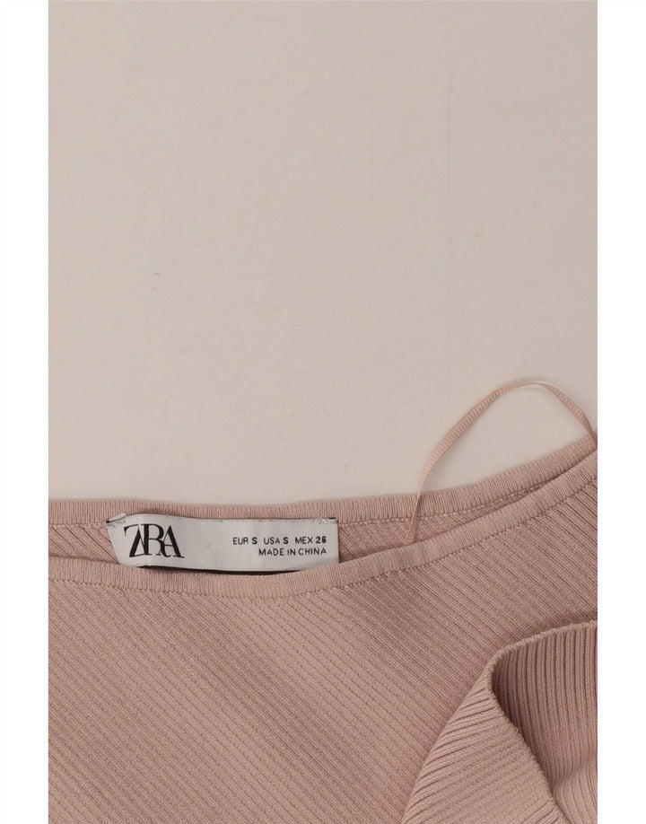 Top corto monospalla da donna Zara UK 8 piccolo in viscosa rosa