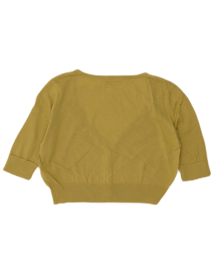 Maglione cardigan a maniche corte da donna Marks & Spencer UK 14 giallo medio