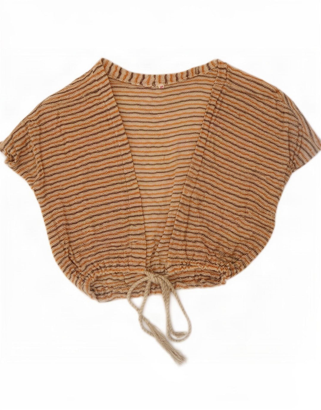 Top cardigan corto da donna vintage EU 40 a righe beige medio