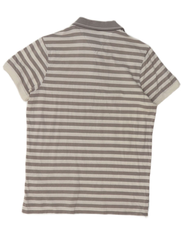 Polo slim fit da uomo Tommy Hilfiger piccola in cotone a righe grigie