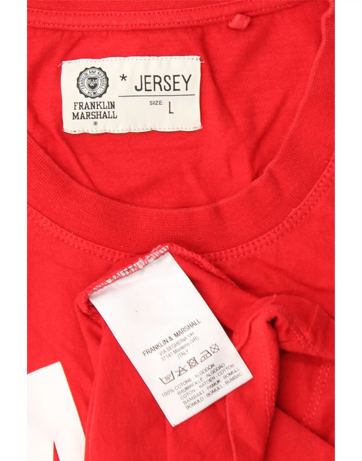 T-shirt grafica da uomo Franklin & Marshall Top grande in cotone rosso