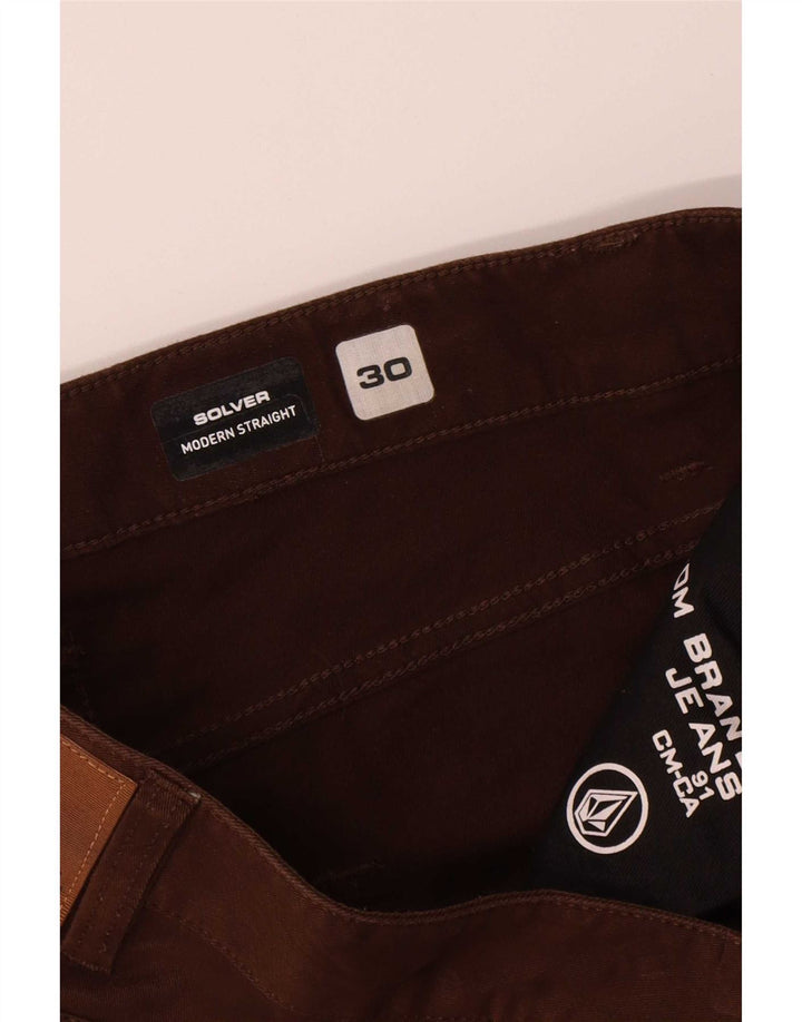 Pantaloni casual dritti da uomo Volcom Solver W30 L31 in cotone marrone