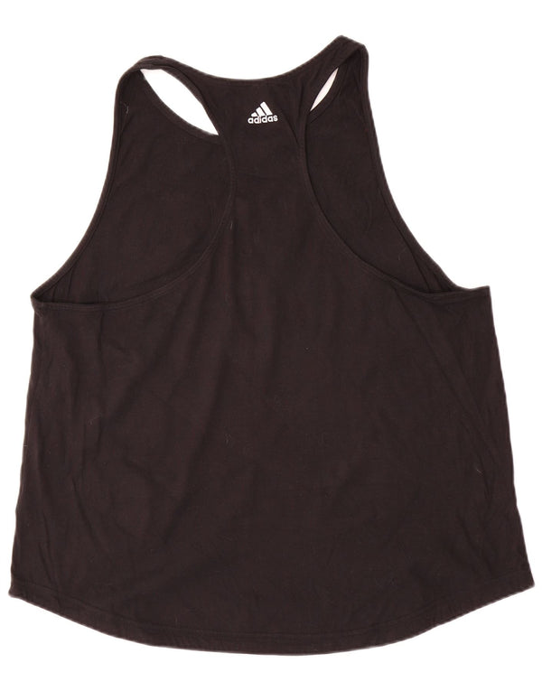 Canottiera grafica da donna Adidas UK 24/26 2XL cotone nero