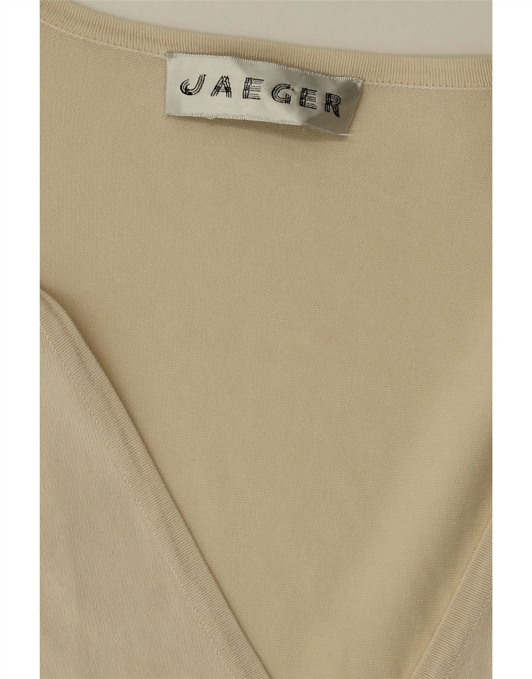 JAEGER Womens Cardigan Sweater UK 16 Large Beige Striped Vintage Jaeger and Second-Hand Jaeger from Messina Hembry 