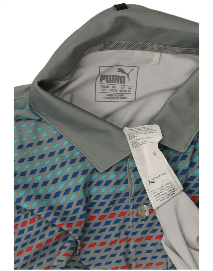 Polo PUMA da uomo in poliestere geometrico grigio medio