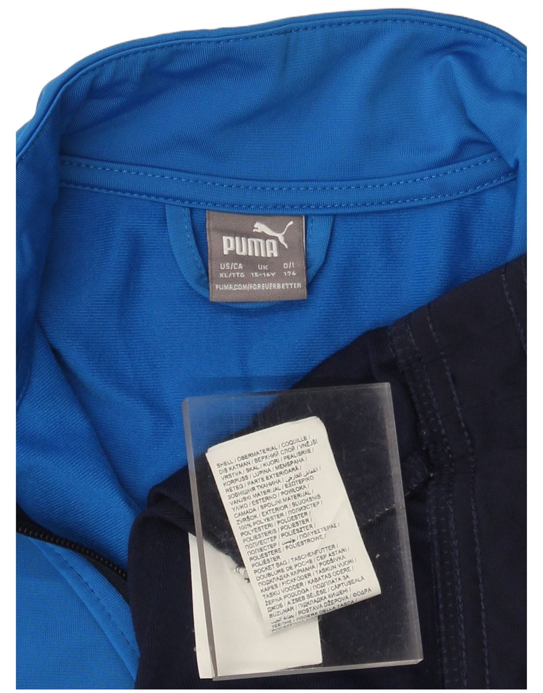 Giacca da tuta da ragazzo PUMA 15-16 anni in poliestere color block blu navy