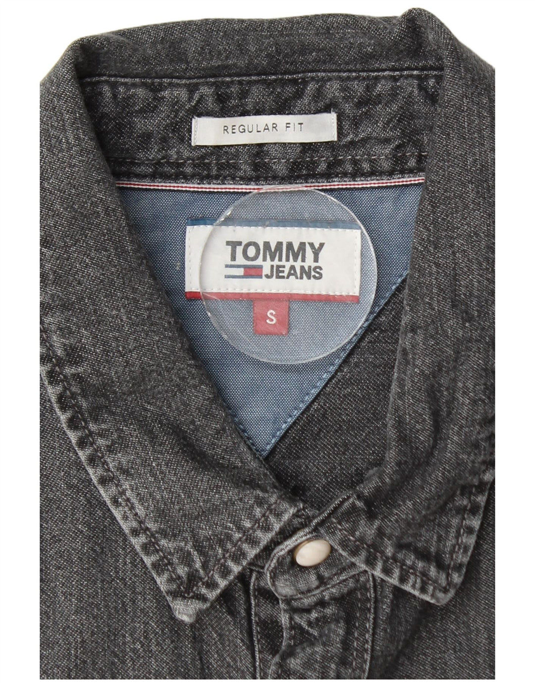 Camicia di jeans vestibilità regolare da uomo Tommy Hilfiger piccola in cotone grigio