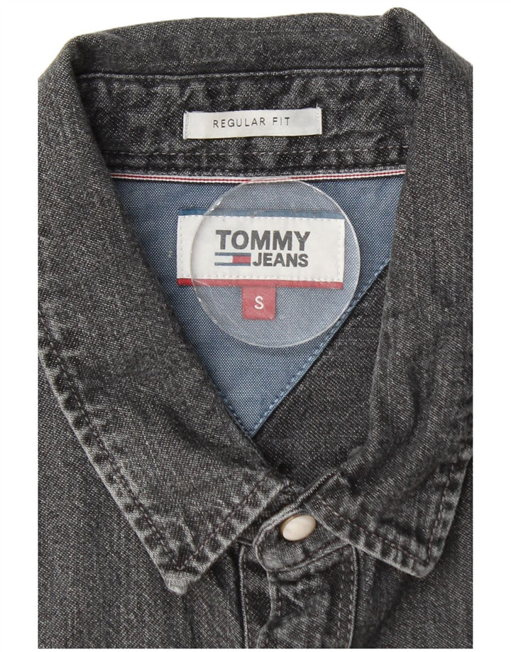 Camicia di jeans vestibilità regolare da uomo Tommy Hilfiger piccola in cotone grigio