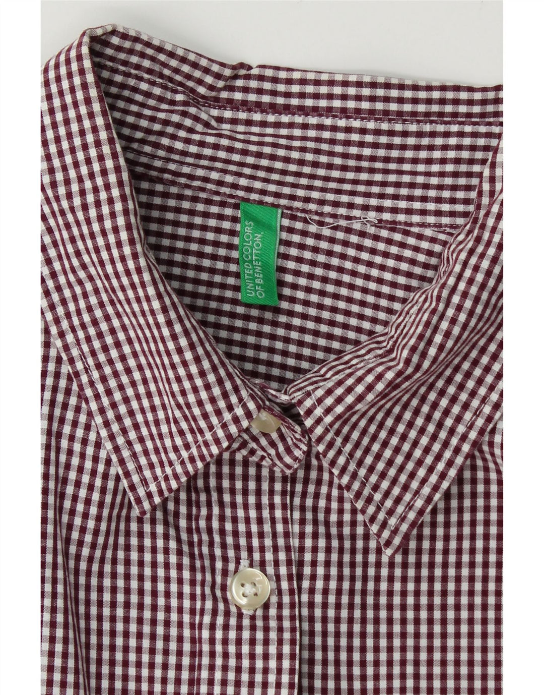 BENETTON Womens Shirt UK 16 Large Burgundy Check Vintage Benetton and Second-Hand Benetton from Messina Hembry 