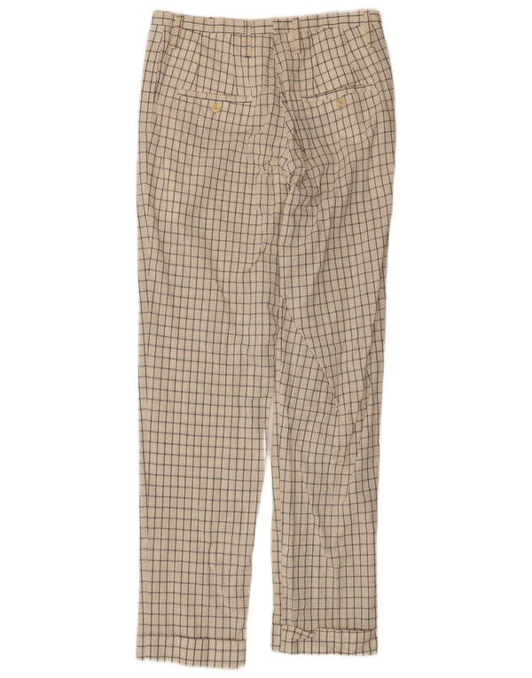 Pantaloni chino dritti da donna vintage IT 44 medi W30 L31 a quadri bianco sporco
