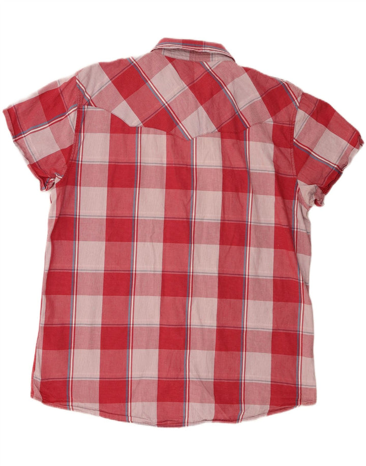 Camicia a maniche corte vestibilità regolare da uomo WRANGLER 3XL cotone a quadri rosa