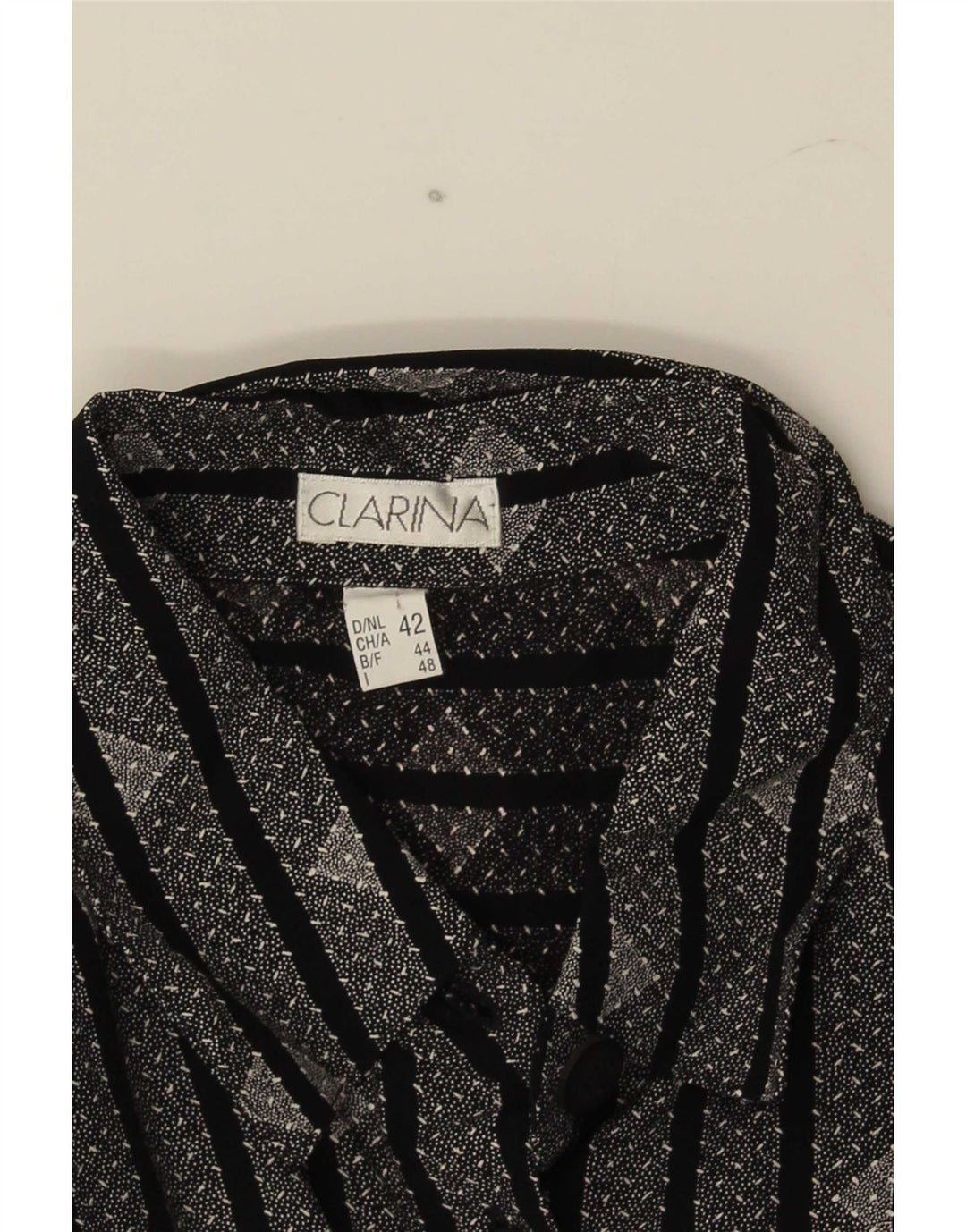 Camicia vintage da donna UK 16 a righe nere grandi