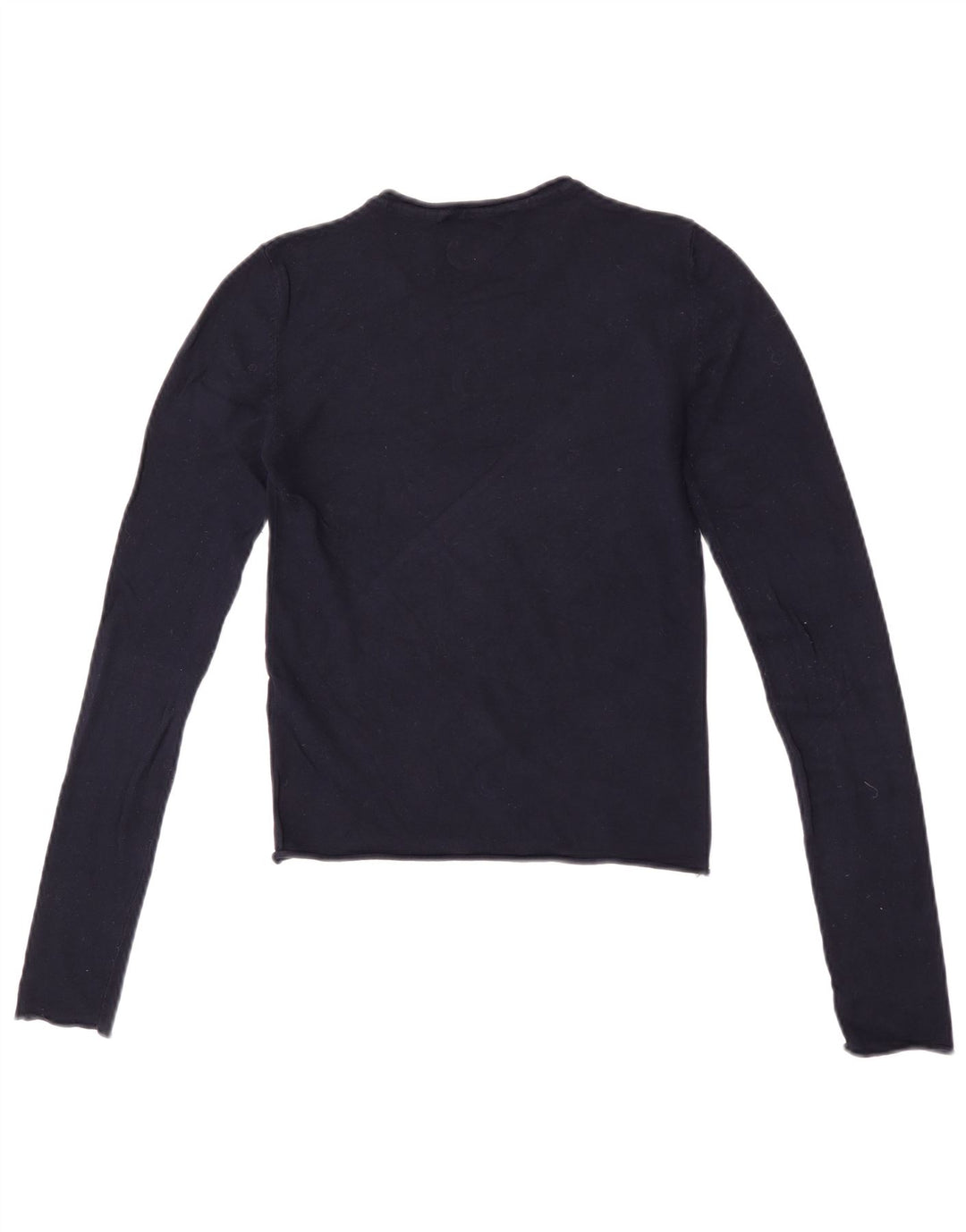 Top corto da donna Zara a maniche lunghe UK 8 Small in viscosa blu navy