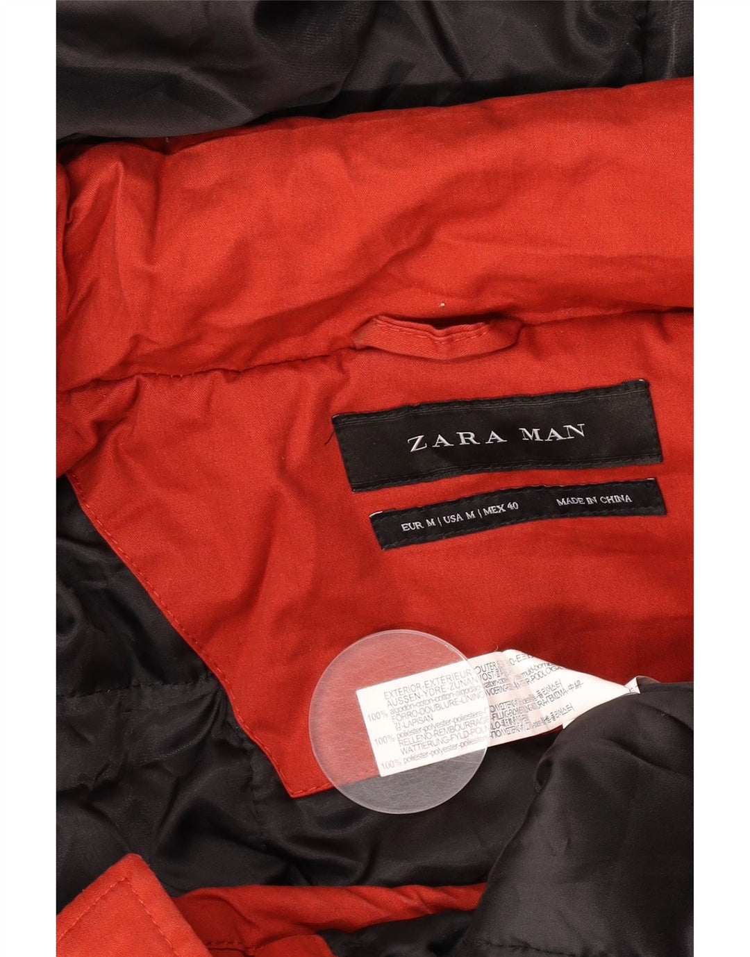 Giacca Parka con cappuccio da uomo Zara UK 38 rosso medio in cotone