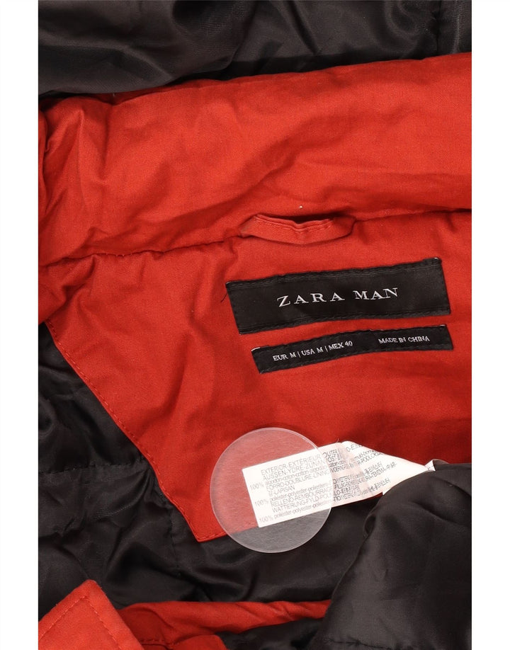 Giacca Parka con cappuccio da uomo Zara UK 38 rosso medio in cotone