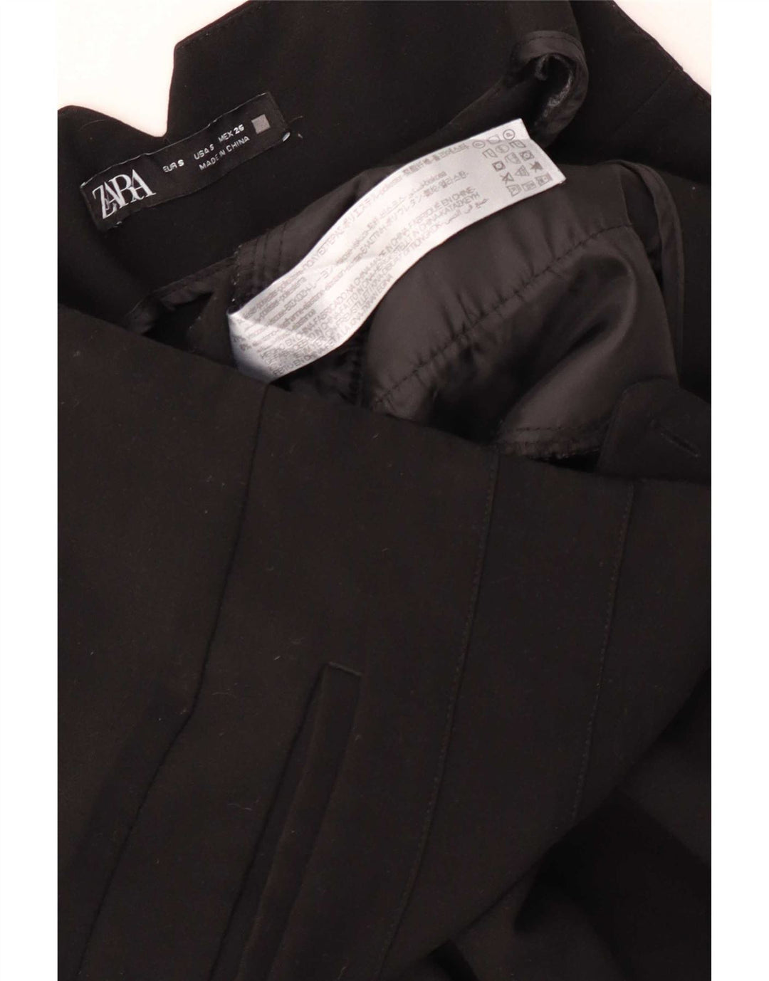 Pantaloni da completo a vita alta da donna Zara piccoli W26 L26 poliestere nero