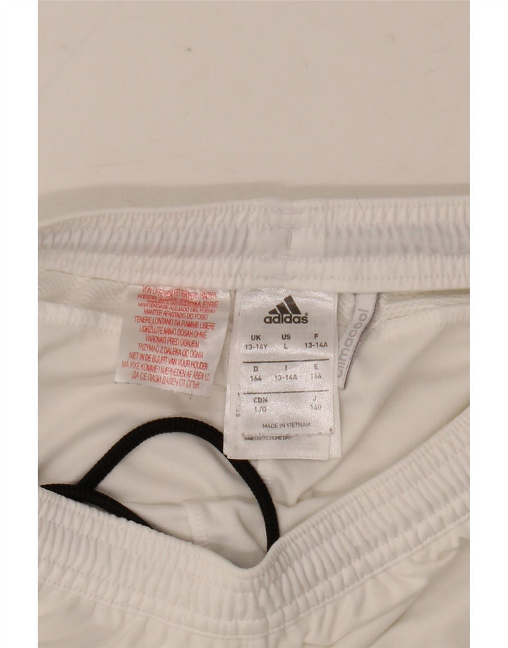 Pantaloncini sportivi Adidas da ragazzo del Manchester United 13-14 anni in poliestere bianco