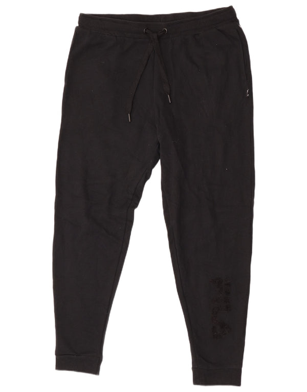 Pantaloni da tuta con grafica Fila da donna Joggers UK 14 Large Nero Cotone
