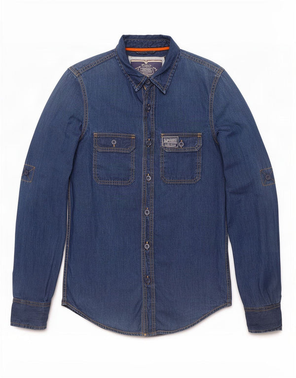 Camicia di jeans da uomo Superdry piccola in cotone blu