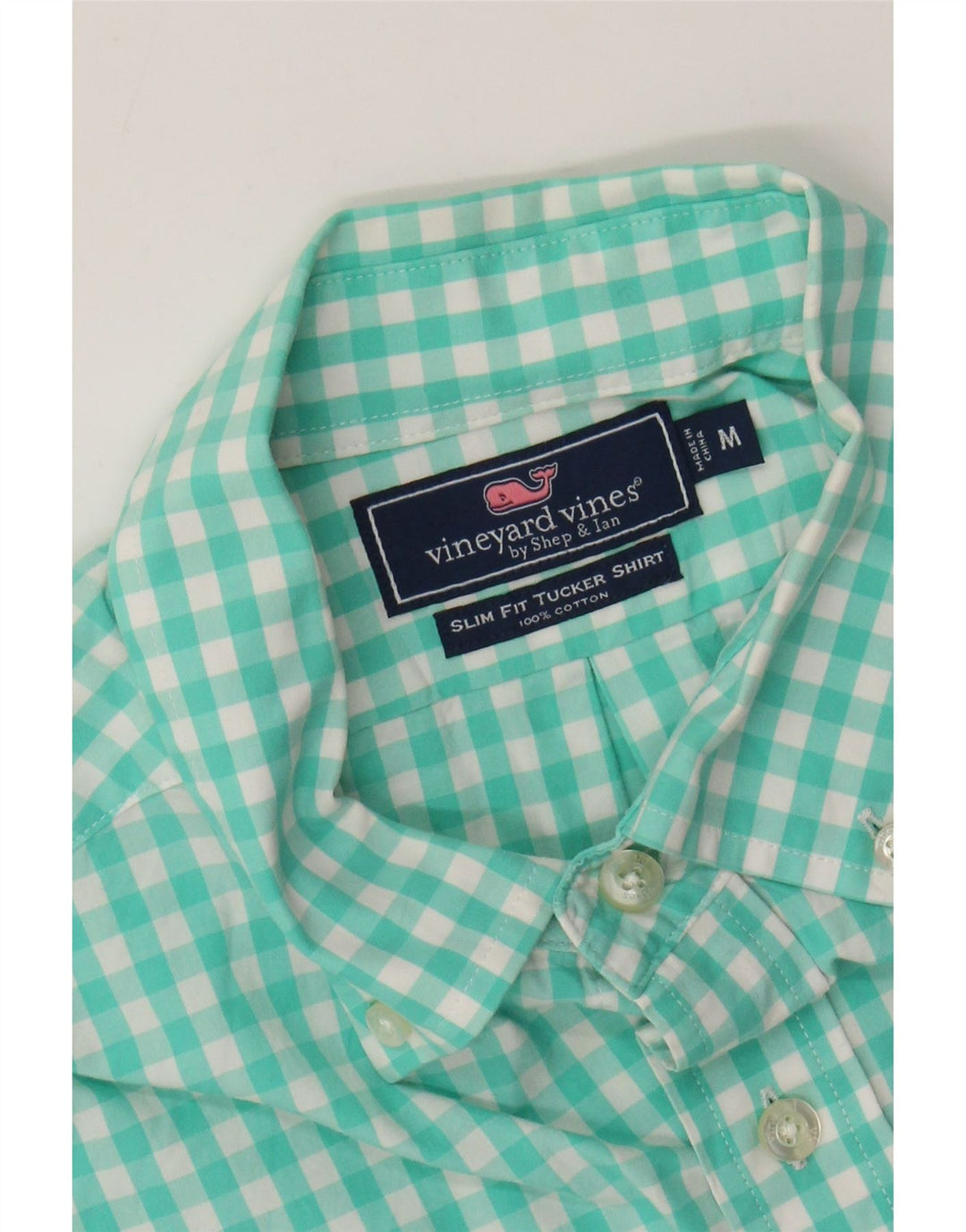 VINEYARD VINES Camicia slim fit da uomo in cotone a quadretti turchese medio