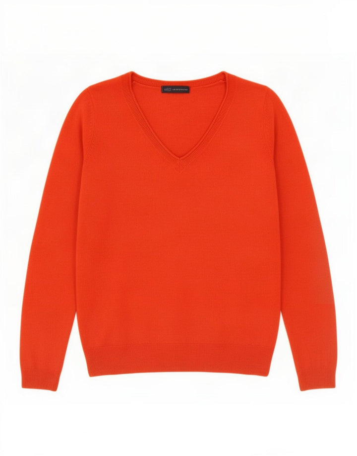 Maglione maglione con scollo a V da donna Marks & Spencer UK 10 piccolo arancione