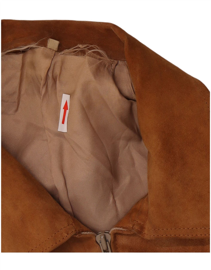 Giubbotto bomber in pelle scamosciata vintage da uomo UK 38 Marrone medio