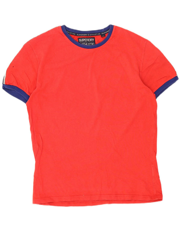 T-shirt grafica da uomo Superdry Top grande in cotone color block rosso
