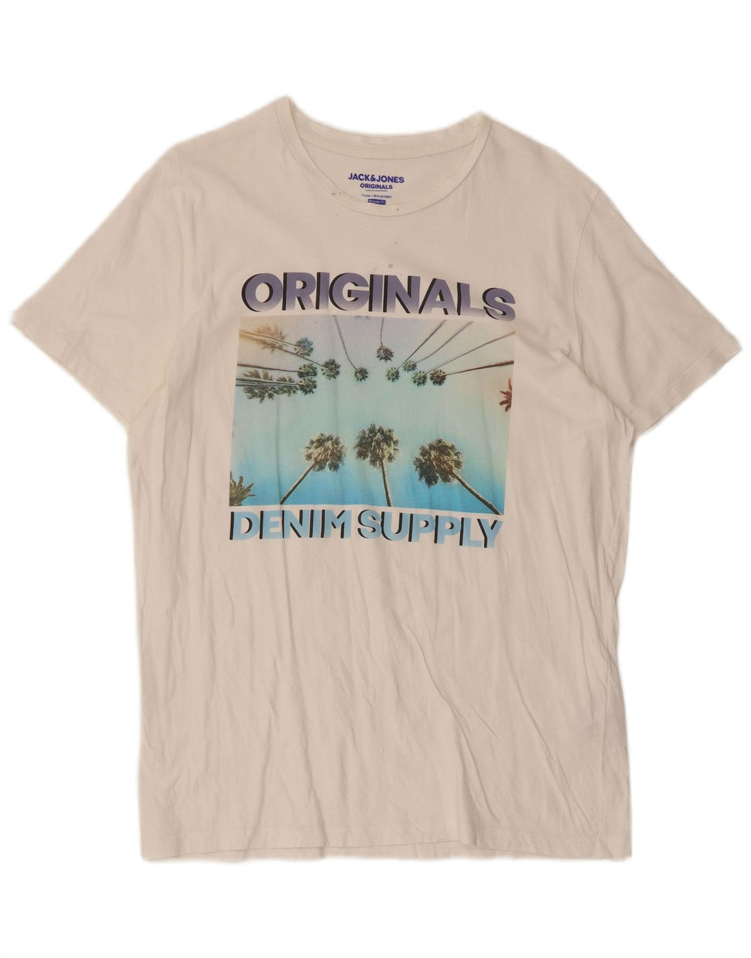 Jack & Jones T-shirt grafica da uomo con vestibilità regolare, maglietta grande in cotone bianco