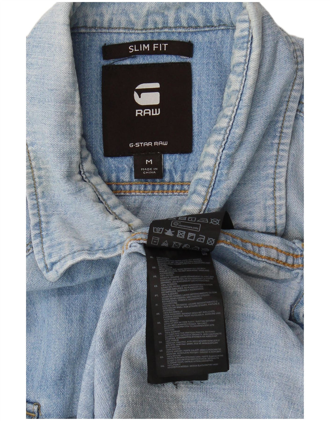 Camicia di jeans slim fit da uomo G-Star in cotone blu medio
