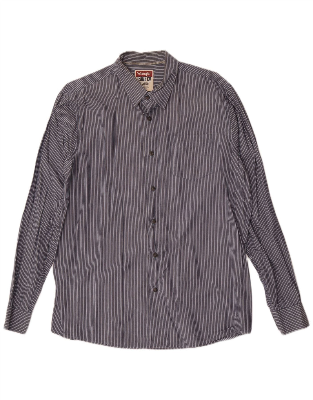 Camicia da uomo Wrangler grande in cotone gessato blu navy