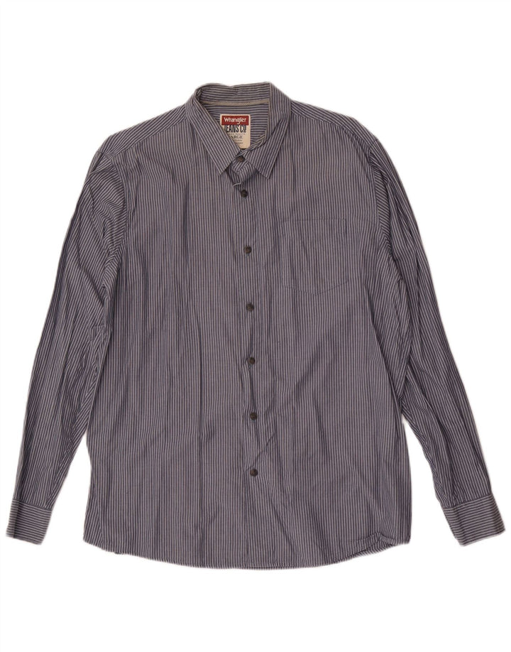 Camicia da uomo Wrangler grande in cotone gessato blu navy