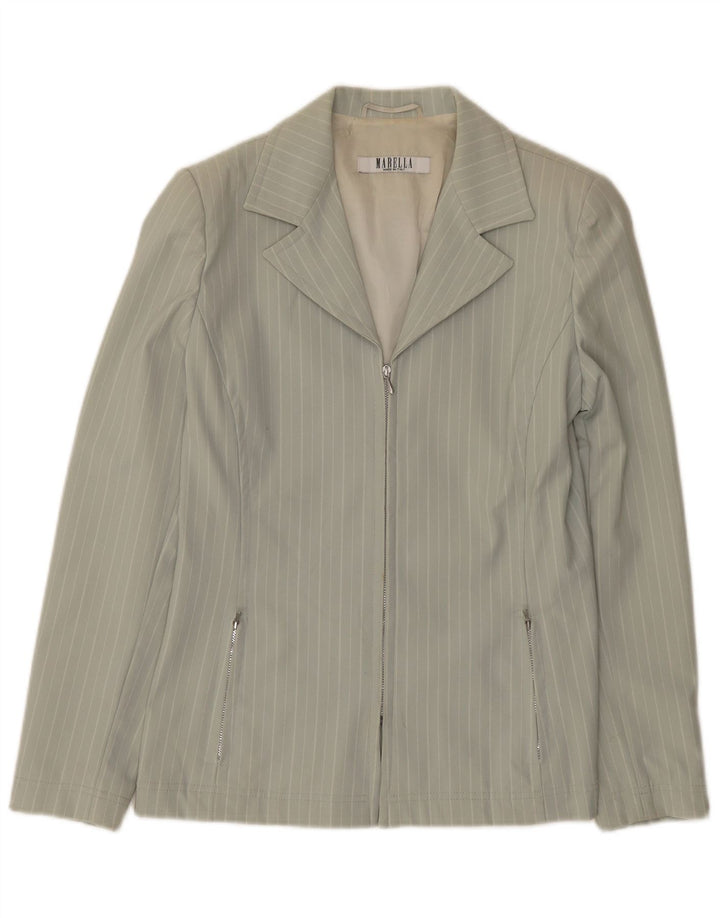 Giacca blazer da donna Marella UK 12 Poliammide a righe verde medio