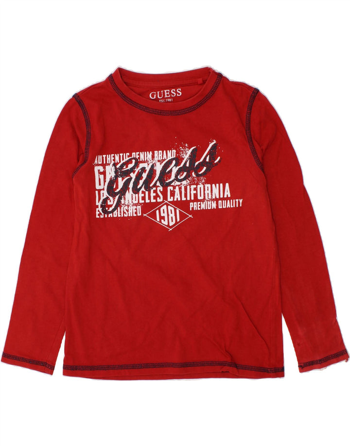 GUESS Boys Graphic Top Long Sleeve 4-5 Years Red Vintage Guess and Second-Hand Guess from Messina Hembry 