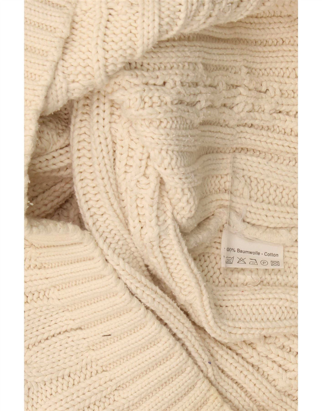Maglione vintage da uomo con collo alto e maglione grande in cotone beige
