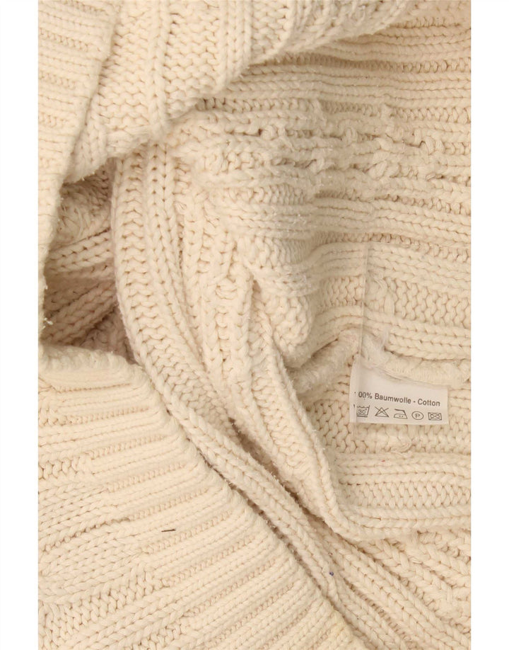 Maglione vintage da uomo con collo alto e maglione grande in cotone beige