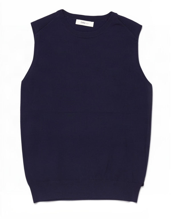 Canottiera da donna Zara UK 14 grande in viscosa blu navy