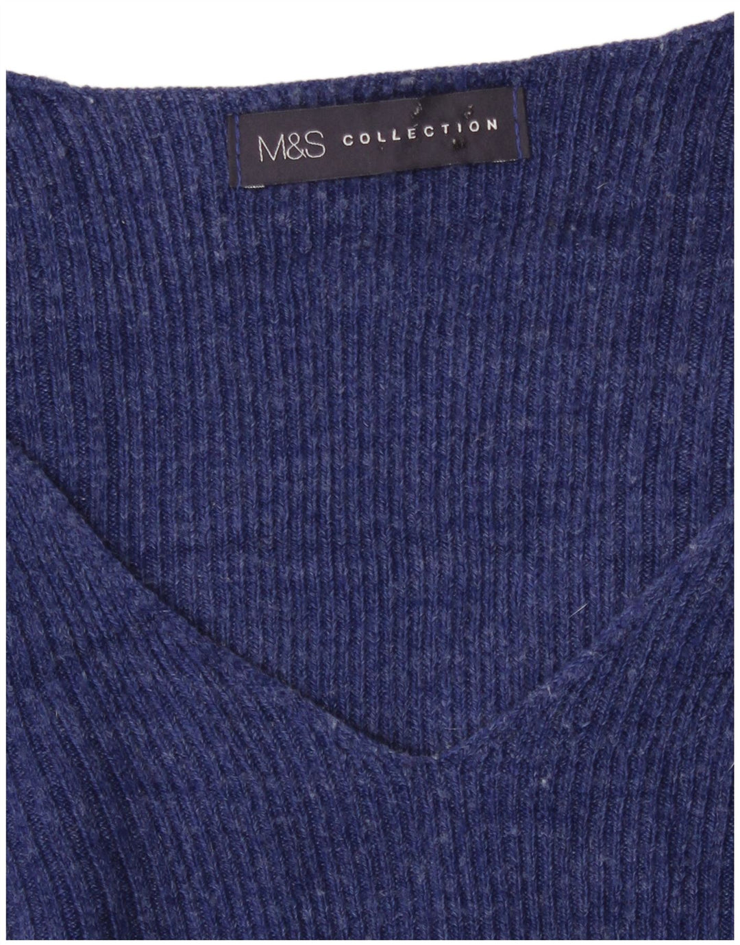 Maglione maglione con scollo a V da donna Marks & Spencer UK 14 Blu medio screziato