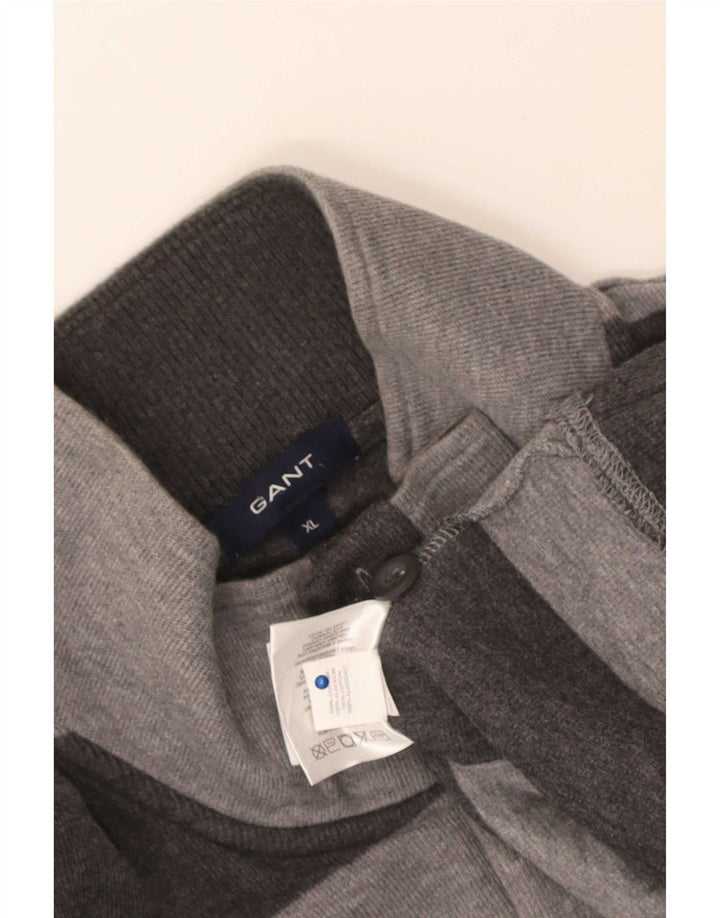 Gant Maglione da uomo con collo a bottoni XL in cotone a righe grigie